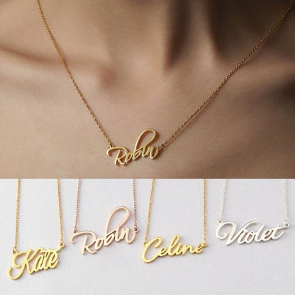 Personalized Cursive Name Necklace Popular Style Personalized Nameplate Pendant Stainless Steel Initials Letter Necklace Alphabet Jewelry