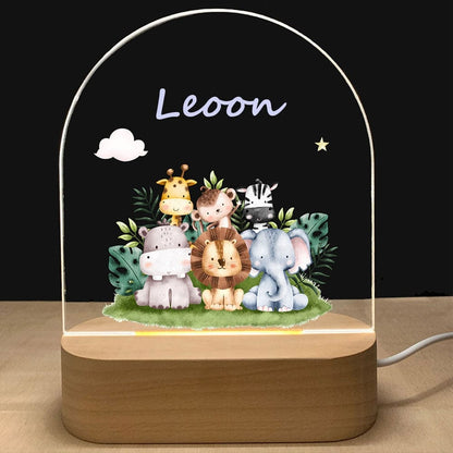 Personalized Baby Birth Night Wood Base Lamp