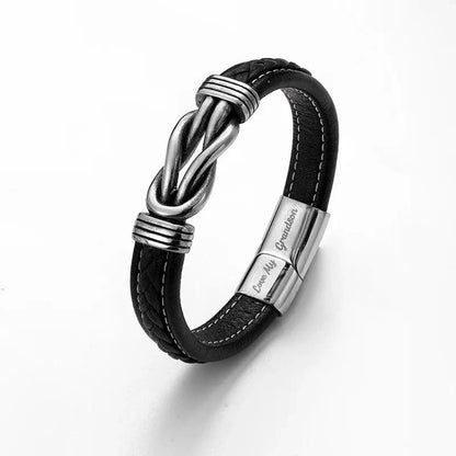 Gift For Grandson Braided Leather Bracelet