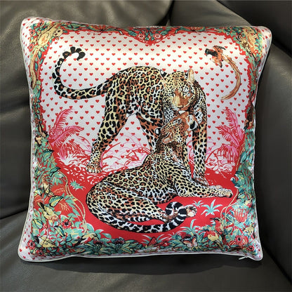 New Silk Pillowcase Brand Design Plaid Horse Sofa Throw Pillow Chair Car Cushion Cover Home Decoration Fashion Pillow