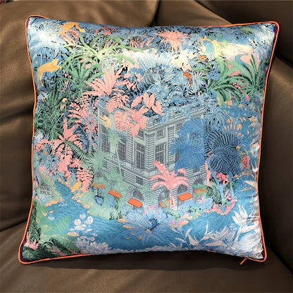 New Silk Pillowcase Brand Design Plaid Horse Sofa Throw Pillow Chair Car Cushion Cover Home Decoration Fashion Pillow