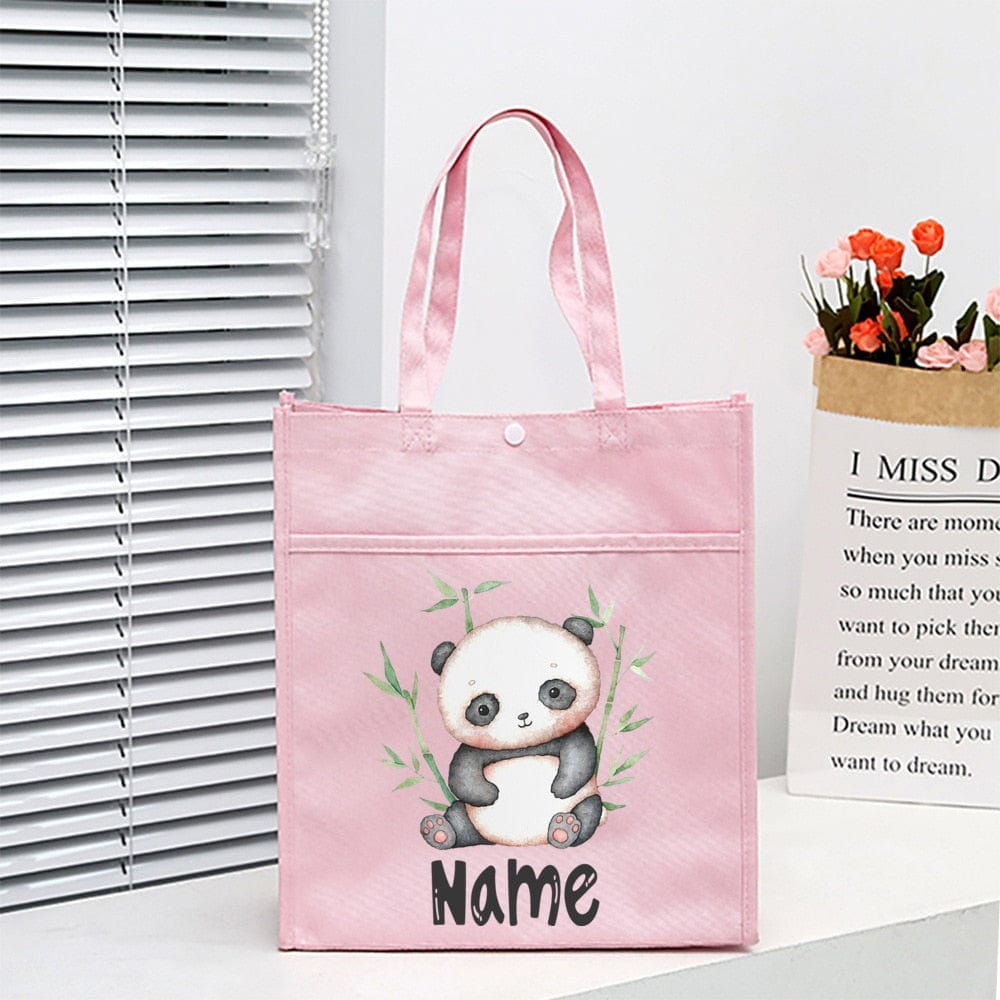 Personalized Animal with Name Kids Library Tote Bags Homeschool Cute  Reading Books Bag Children School Bag Kids Birthday Gifts