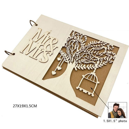 Personalized Wedding Guest Book 4pcs Set Rustic Sweet Heart Drop box