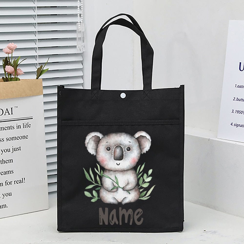 Personalized Animal with Name Kids Library Tote Bags Homeschool Cute  Reading Books Bag Children School Bag Kids Birthday Gifts