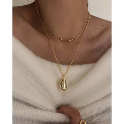 2Pcs Set Waterdrop Irregular Necklaces Wave Shape Gold Color Necklaces for Women Minimalist Abstract Necklace Jewelry
