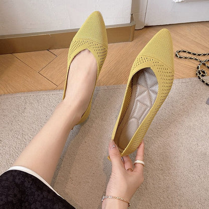 Solid Colour Knitting Flat Shoes for Women Fashion Female Casual Ballet Flats Footware Breathable Mesh Comfort Loafers