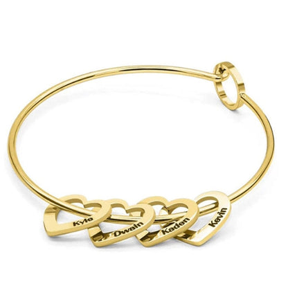 Personalized Bracelet for Women Stainless Steel Love Charms with Carving Name Adjustable Bangle Custom Jewelry