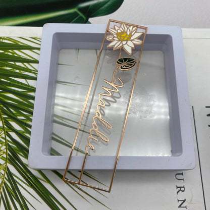 Custom Colorful Birthday Flower Stainless Steel Name Bookmark Gift for Friends
