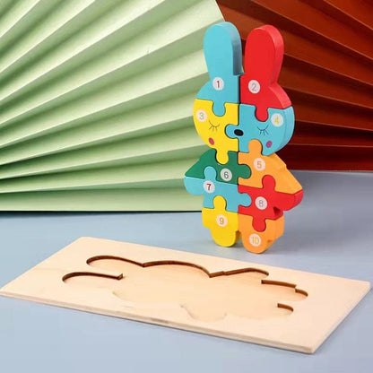 Wooden Toddler Puzzles for Kids Learning Toys for Toddlers 2 3 4 5 Years Old Top 3D Puzzle Educational Dinosaur Toy
