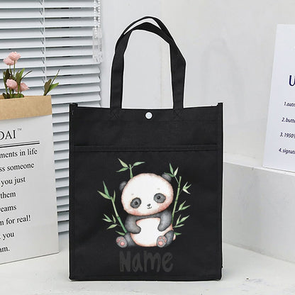 Personalized Animal with Name Kids Library Tote Bags Homeschool Cute  Reading Books Bag Children School Bag Kids Birthday Gifts