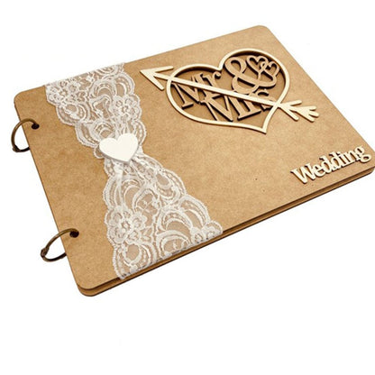 Personalized Wedding Guest Book 4pcs Set Rustic Sweet Heart Drop box