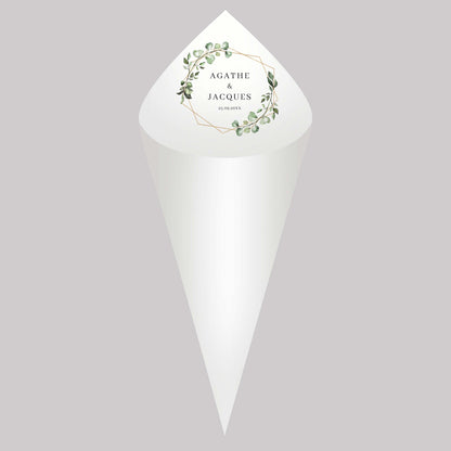 30Pcs Personalized Wedding Cones,White Paper Size 16x16cm ,Custom Name Date Confetti Toss Cones for Bridal Shower Party Favors