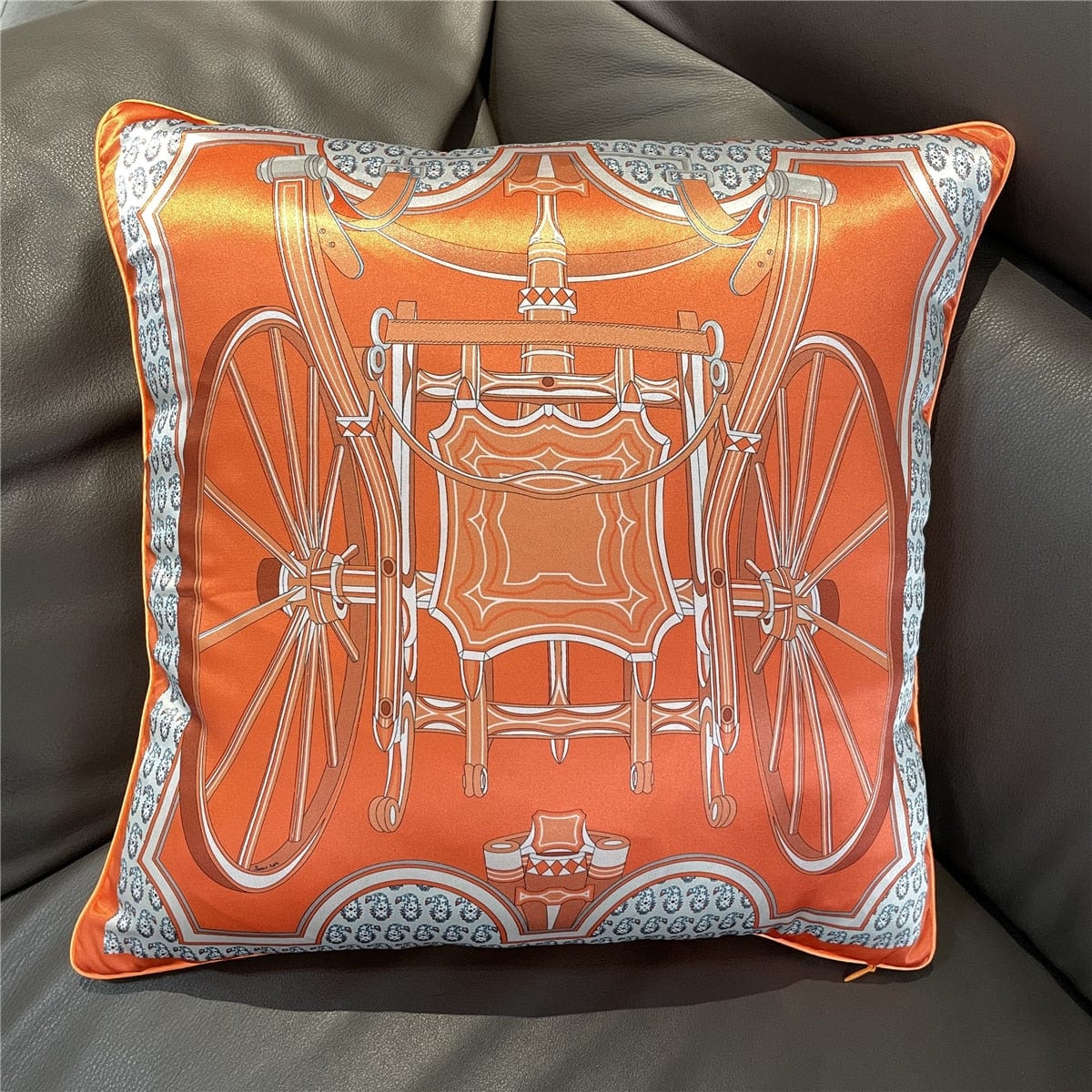 New Silk Pillowcase Brand Design Plaid Horse Sofa Throw Pillow Chair Car Cushion Cover Home Decoration Fashion Pillow