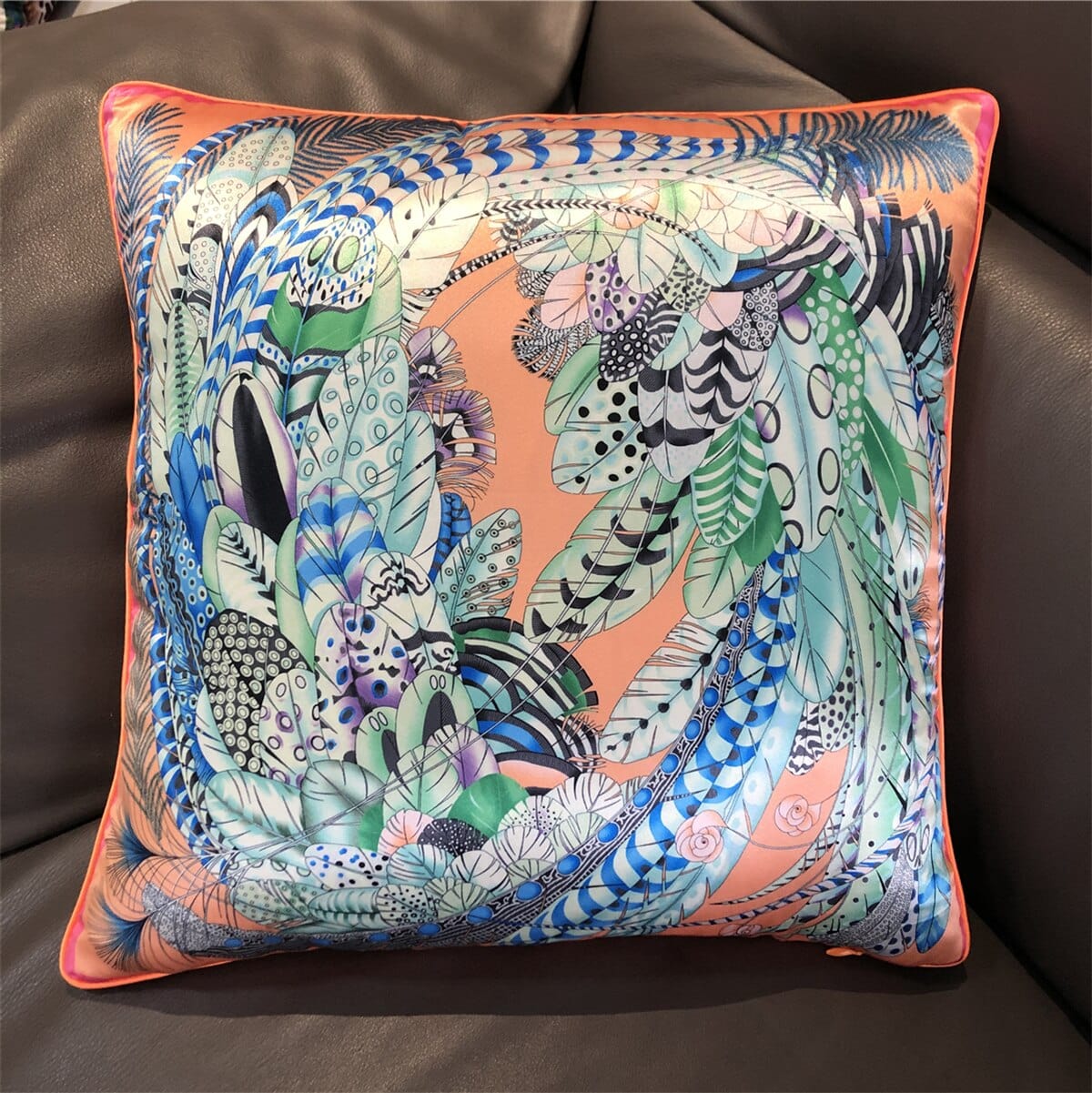 New Silk Pillowcase Brand Design Plaid Horse Sofa Throw Pillow Chair Car Cushion Cover Home Decoration Fashion Pillow