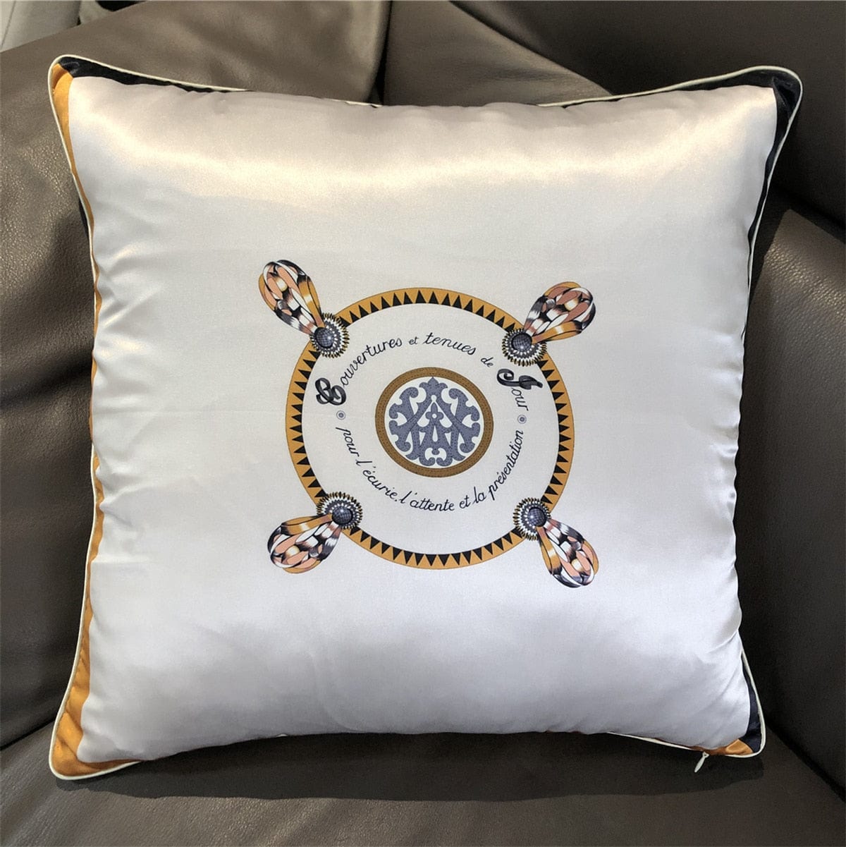 New Silk Pillowcase Brand Design Plaid Horse Sofa Throw Pillow Chair Car Cushion Cover Home Decoration Fashion Pillow