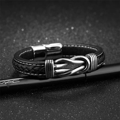 Gift For Grandson Braided Leather Bracelet