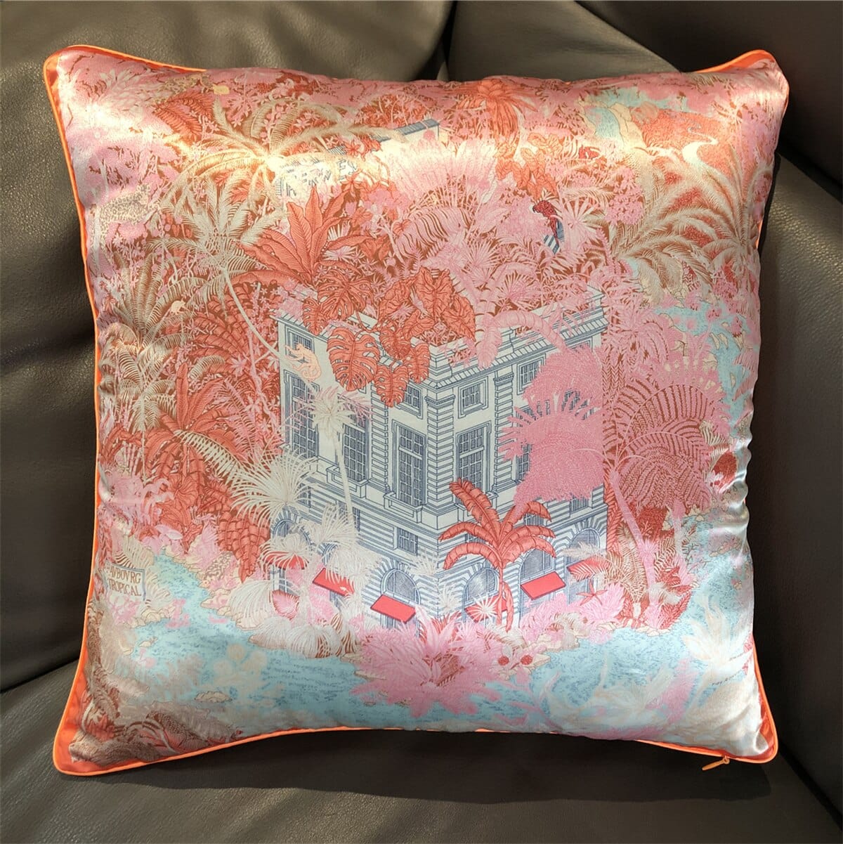 New Silk Pillowcase Brand Design Plaid Horse Sofa Throw Pillow Chair Car Cushion Cover Home Decoration Fashion Pillow