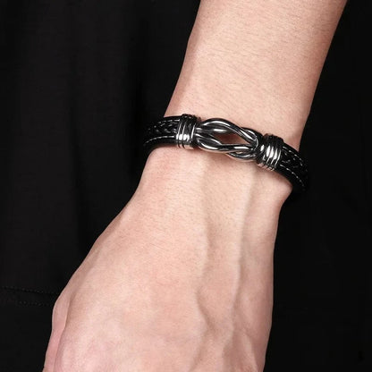 Gift For Grandson Braided Leather Bracelet