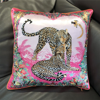 New Silk Pillowcase Brand Design Plaid Horse Sofa Throw Pillow Chair Car Cushion Cover Home Decoration Fashion Pillow