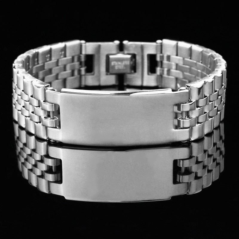 Custom Name Men Stainless Steel Bracelet watch band Black Smooth Engrave Logo Id Bracelets Gift Jewelry