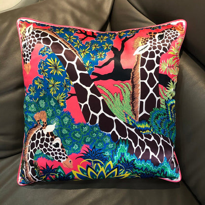New Silk Pillowcase Brand Design Plaid Horse Sofa Throw Pillow Chair Car Cushion Cover Home Decoration Fashion Pillow