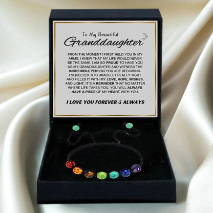 To My Beautiful Granddaughter Rainbow Stone Bracelet