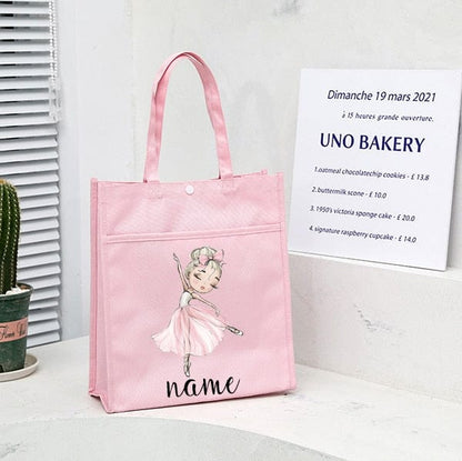 Personalized Name Ballerina Tote Bag  Ballet Dance Bag Birthday Gift Bag Ballet Tote Bag Ballet Dancer bag