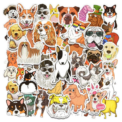 50 PCS Cartoon Stickers Dog Cute Different Style Dogs Sticker Animals Funny Corgi On Laptop Phone Pet Supplies Party Kids Gifts