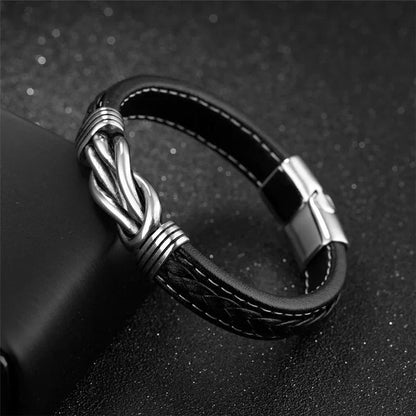 Gift For Grandson Braided Leather Bracelet
