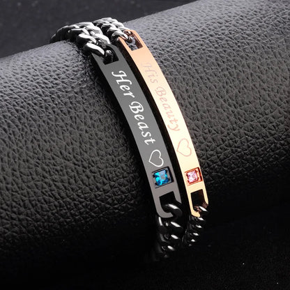 His Queen Her King Crystal Couple Bracelet