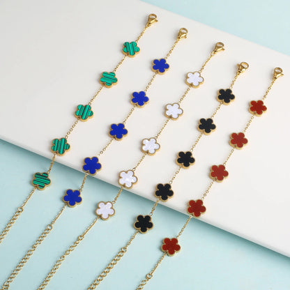 Women's High Quality Stainless Steel Five Leaf Flower Jewelry Set