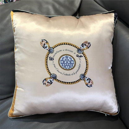 New Silk Pillowcase Brand Design Plaid Horse Sofa Throw Pillow Chair Car Cushion Cover Home Decoration Fashion Pillow
