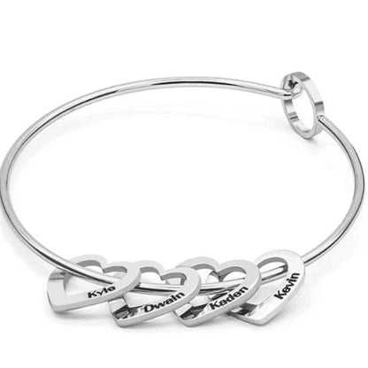 Personalized Bracelet for Women Stainless Steel Love Charms with Carving Name Adjustable Bangle Custom Jewelry