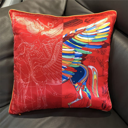 New Silk Pillowcase Brand Design Plaid Horse Sofa Throw Pillow Chair Car Cushion Cover Home Decoration Fashion Pillow