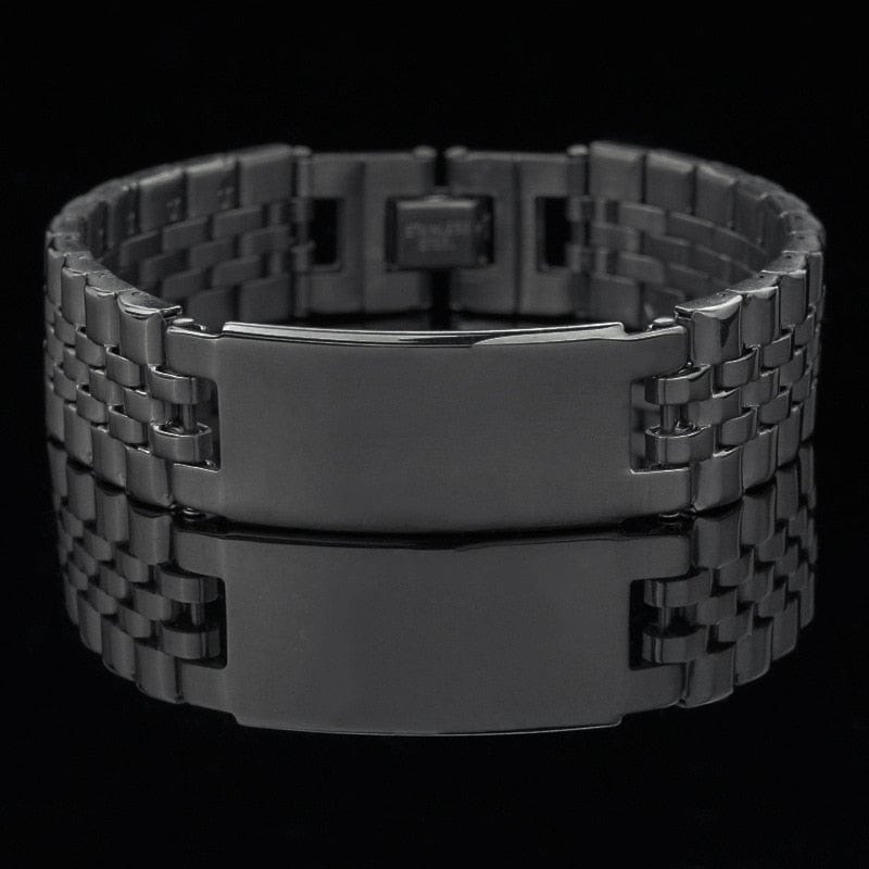 Custom Name Men Stainless Steel Bracelet watch band Black Smooth Engrave Logo Id Bracelets Gift Jewelry