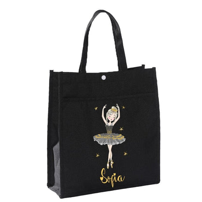 Personalized Name Ballerina Tote Bag  Ballet Dance Bag Birthday Gift Bag Ballet Tote Bag Ballet Dancer bag