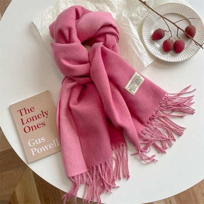 Fashion Solid Warm Scarf New Design Pashmina Winter Double Side Diffrent Color Shawl Wraps Bufanda with Tassel Blanket
