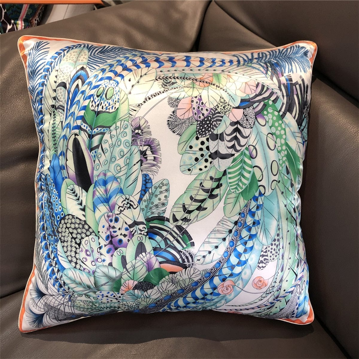 New Silk Pillowcase Brand Design Plaid Horse Sofa Throw Pillow Chair Car Cushion Cover Home Decoration Fashion Pillow