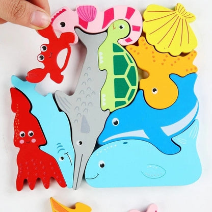 Colorful 3D Puzzle Wooden Tangram Toys High Quality Puzzle Game For Kids Preschool Imagination Educational Toys For Children