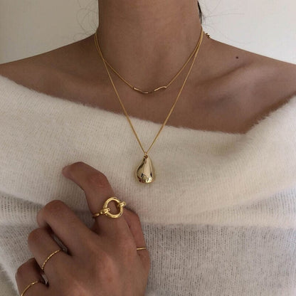 2Pcs Set Waterdrop Irregular Necklaces Wave Shape Gold Color Necklaces for Women Minimalist Abstract Necklace Jewelry