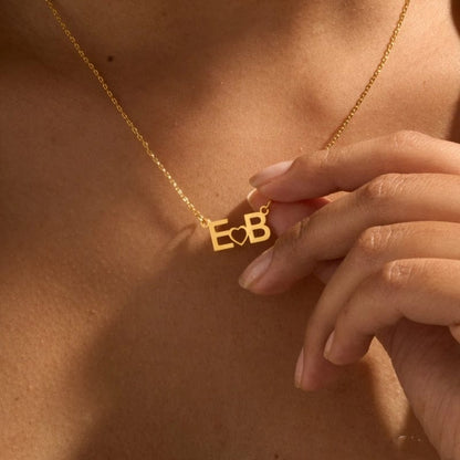 Custom Gold Color Double Initials Necklaces For Women Girl Gifts Personalized Letters Pendant Necklace Stainless Steel Jewelry