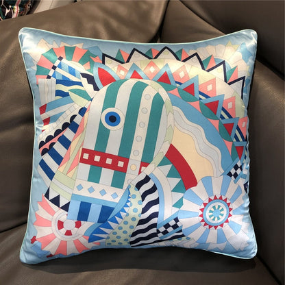 New Silk Pillowcase Brand Design Plaid Horse Sofa Throw Pillow Chair Car Cushion Cover Home Decoration Fashion Pillow