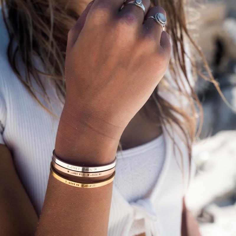 Personalized Bracelets for Women Lover Double Side Engraved Custom Family Name Cuff Gifts