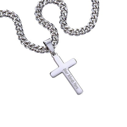Gift For Husband -  My Forever - Custom Engraved Cross Necklace