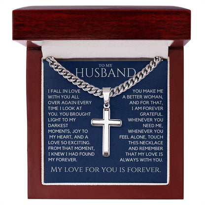 Gift For Husband -  My Forever - Custom Engraved Cross Necklace
