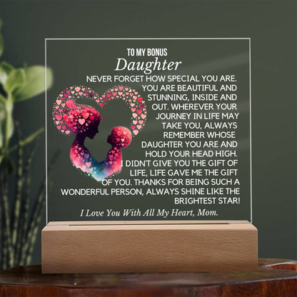 To Bonus Daughter From Mom- Brightest Star  Acrylic Plaque