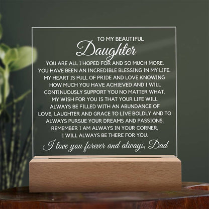 To My Beautiful Daughter - Incredible Blessing Acrylic Plaque