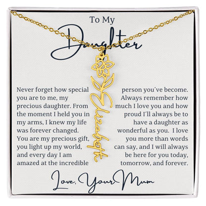 Custom Name Birth Flower Gift For Daughter