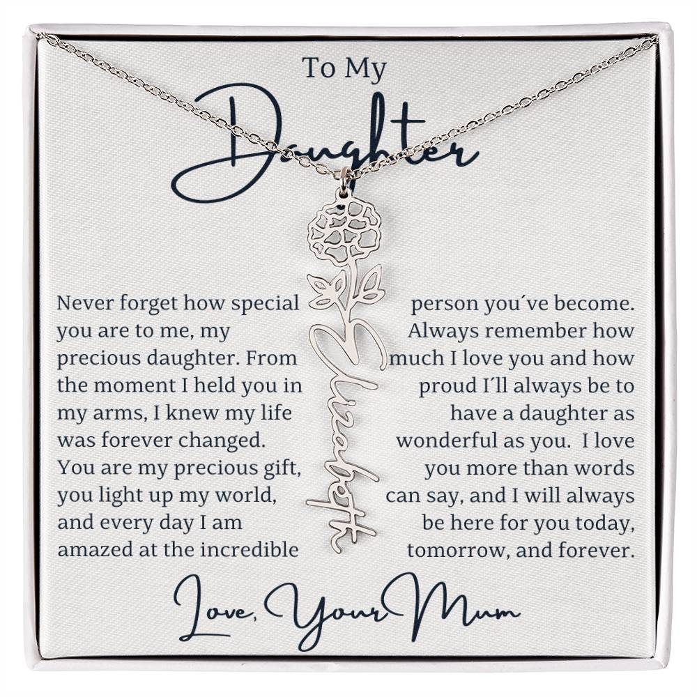 Custom Name Birth Flower Gift For Daughter