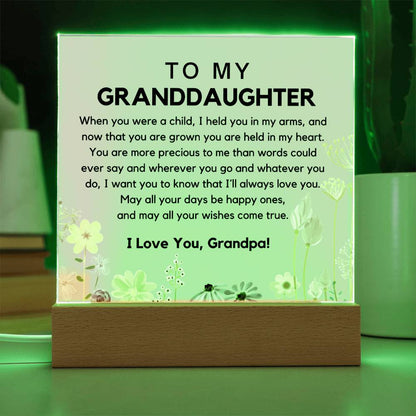 To My Granddaughter From Grandpa - You Are Precious Acrylic Plaque